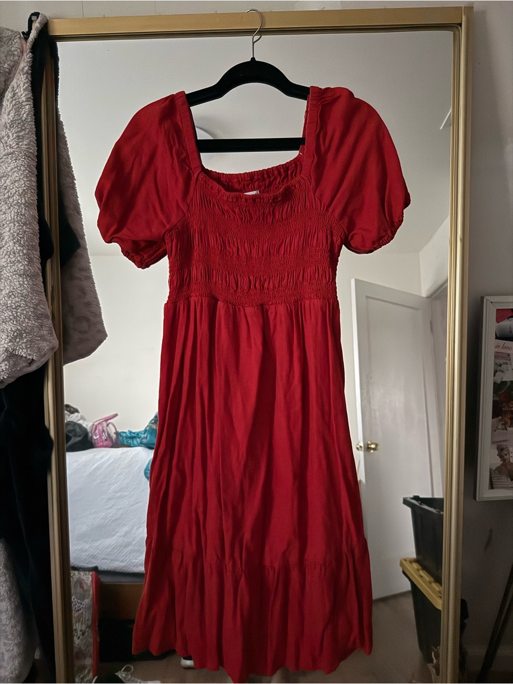 Isabel Maternity by Ingrid & Isabel Red Puff-Sleeve Midi Dress